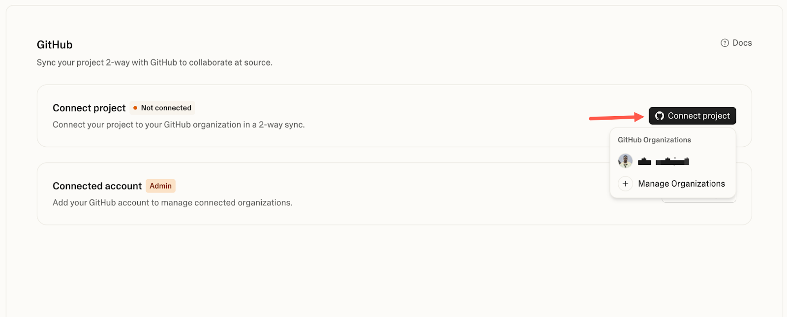 Connect project to GitHub