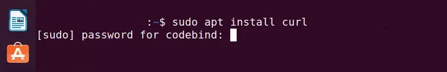 Installing "curl" on Ubuntu.