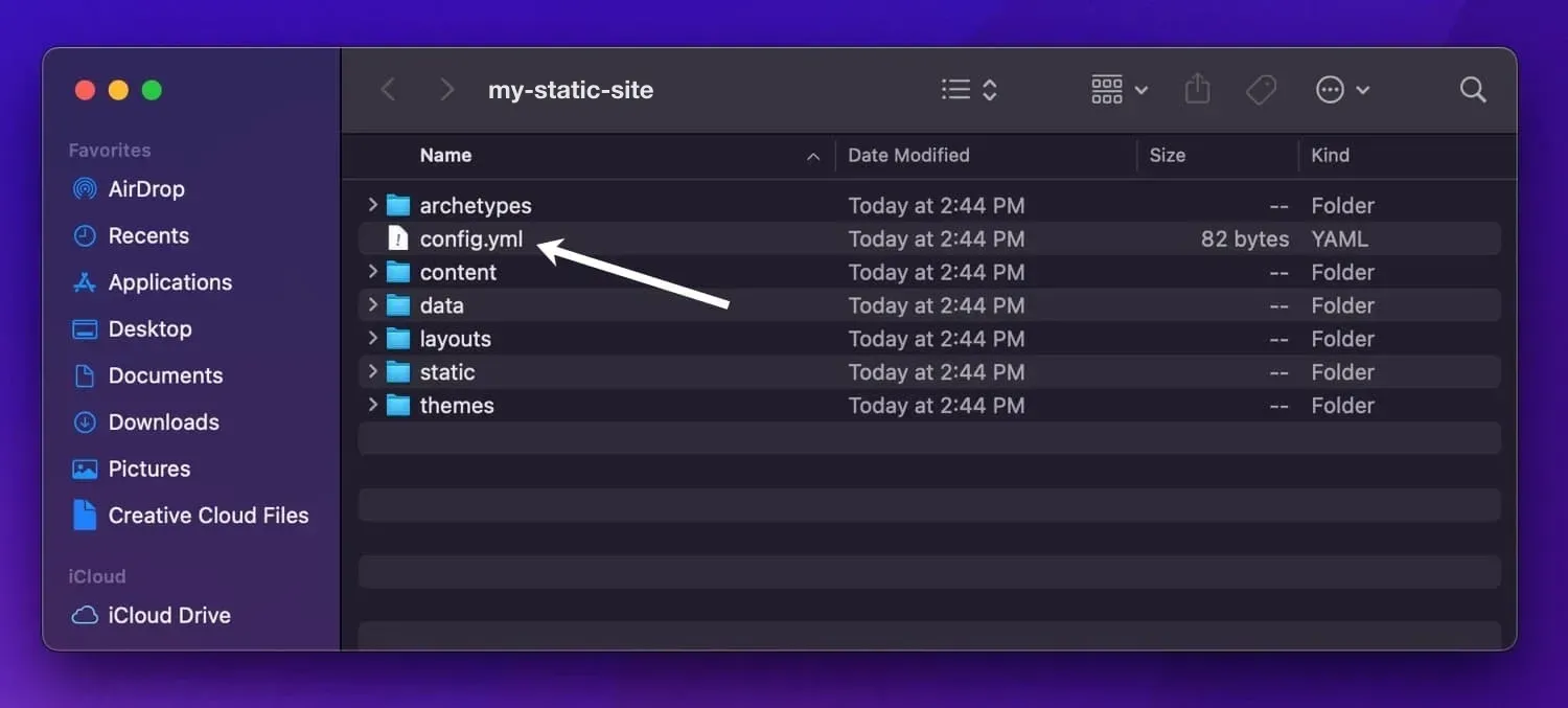 Hugo configuration file.