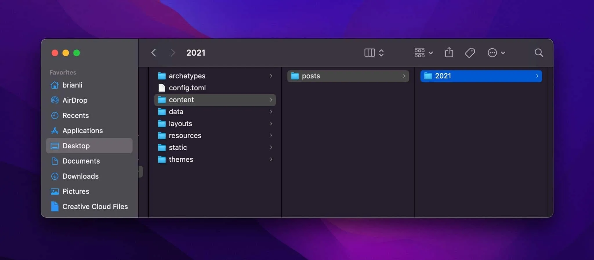 Hugo content directory.