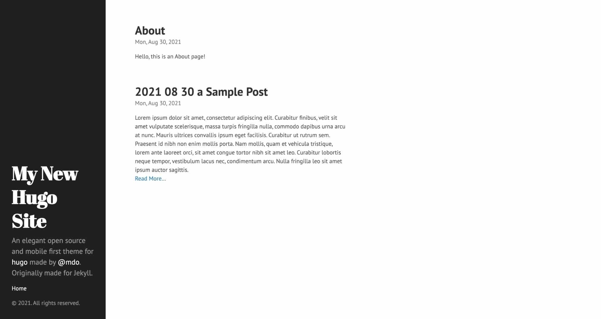 About page in the web browser.