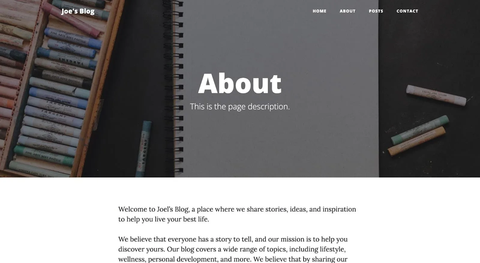 Background image is shown on the About page