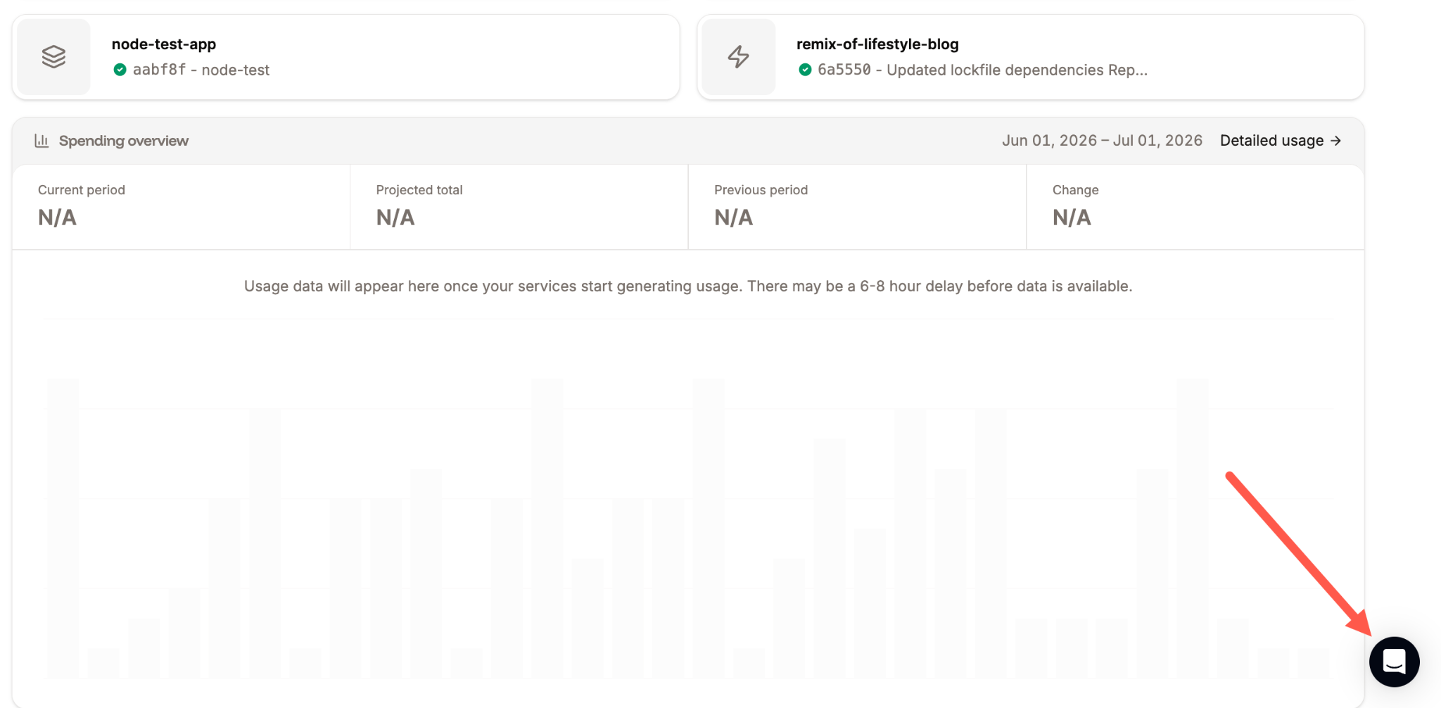 Sevalla dashboard showing Stella chat icon